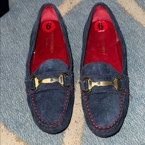 Cynthia Rowley Blue Loafers drivers moccasins with Gold Accent Buckle size 6